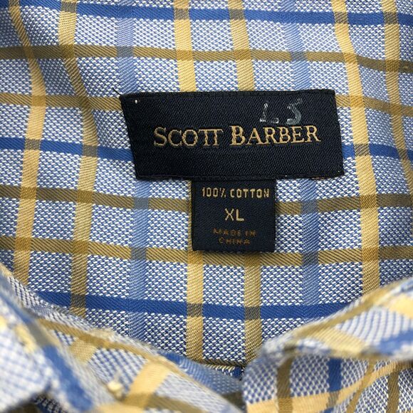 Scott Barber Button Down Shirt Mens Size XL Window Pane Plaid Long Sleeve - Picture 6 of 16